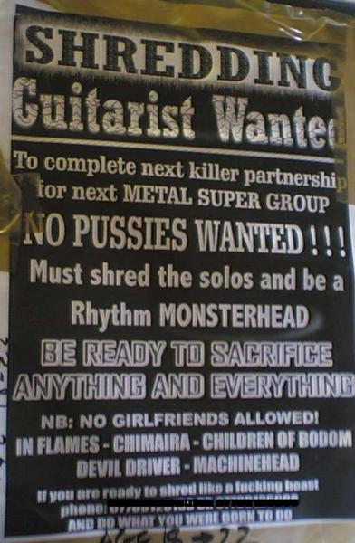 Shredding Guitarist Wanted
