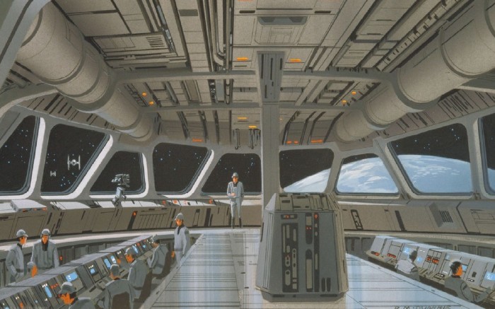 star wars concept art - star destroyer control deck