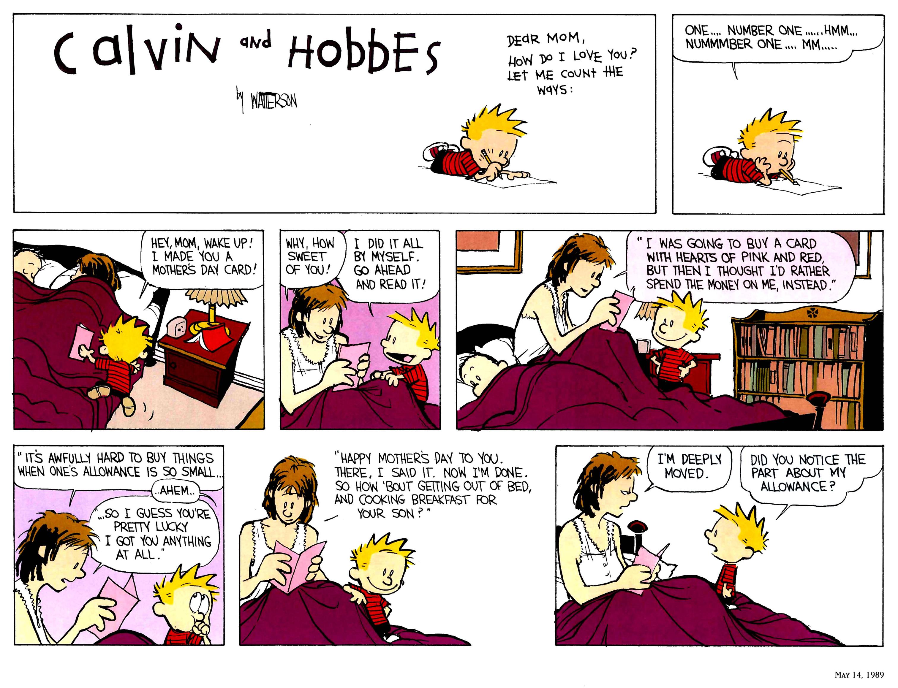 Calvin and hobbes mothers day poem