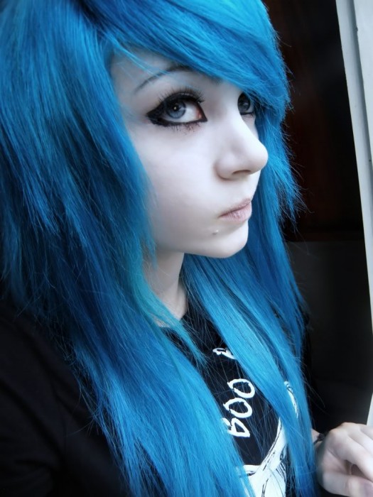 blue hair person