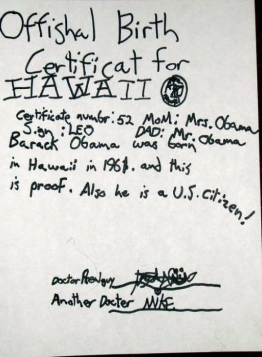 offishal birth certificat for hawaii
