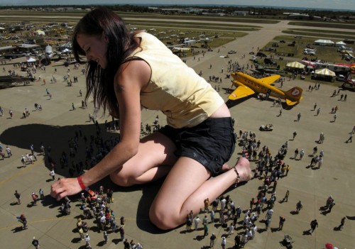 a large woman at an air show