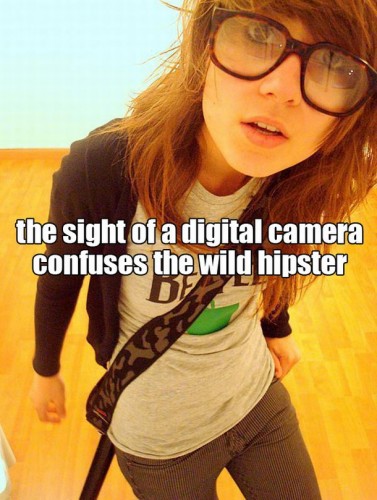 digital camera confuses hipster
