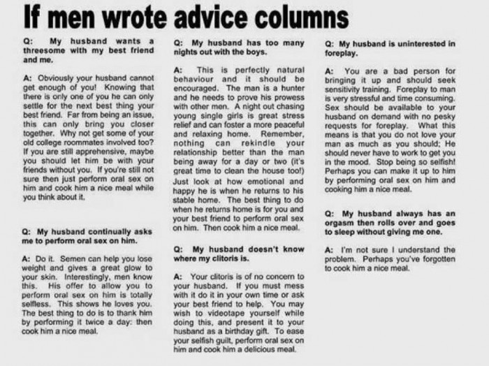 if men wrote advice columns.jpg