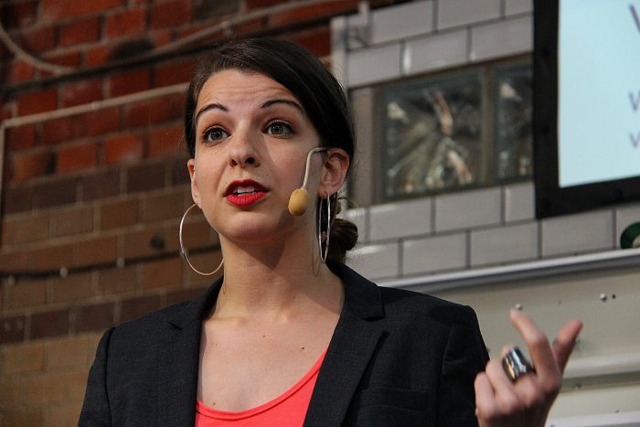 Anita Sarkeesian with a headset.jpg