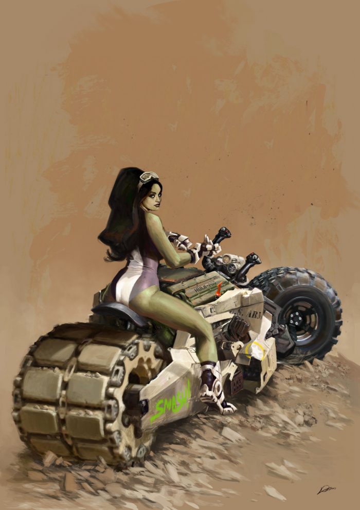 she hulk on a tracked duel tire motorcycle.jpg