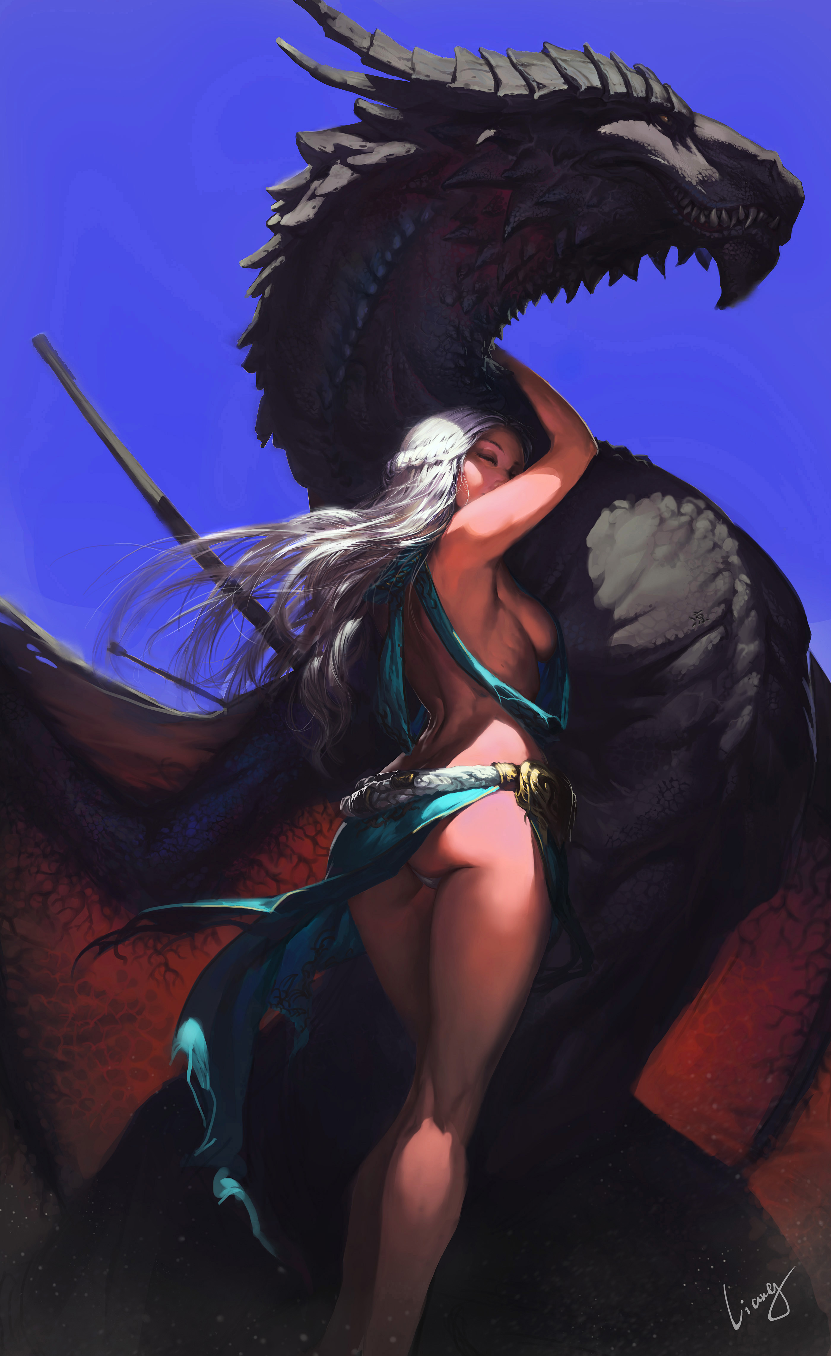 Чёрный дракон и девушка