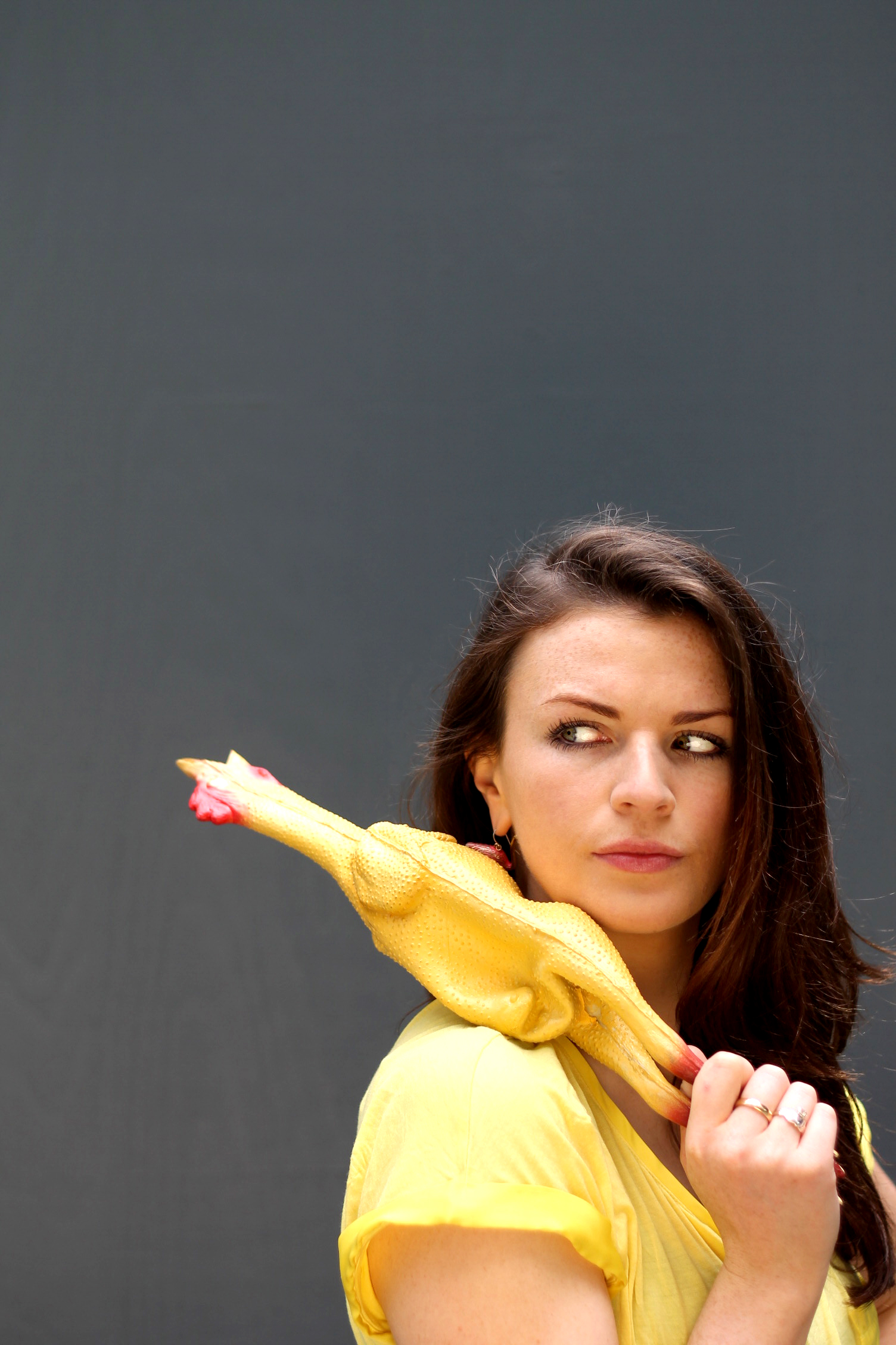 Aisling Bea With A Rubber Chicken Myconfinedspace