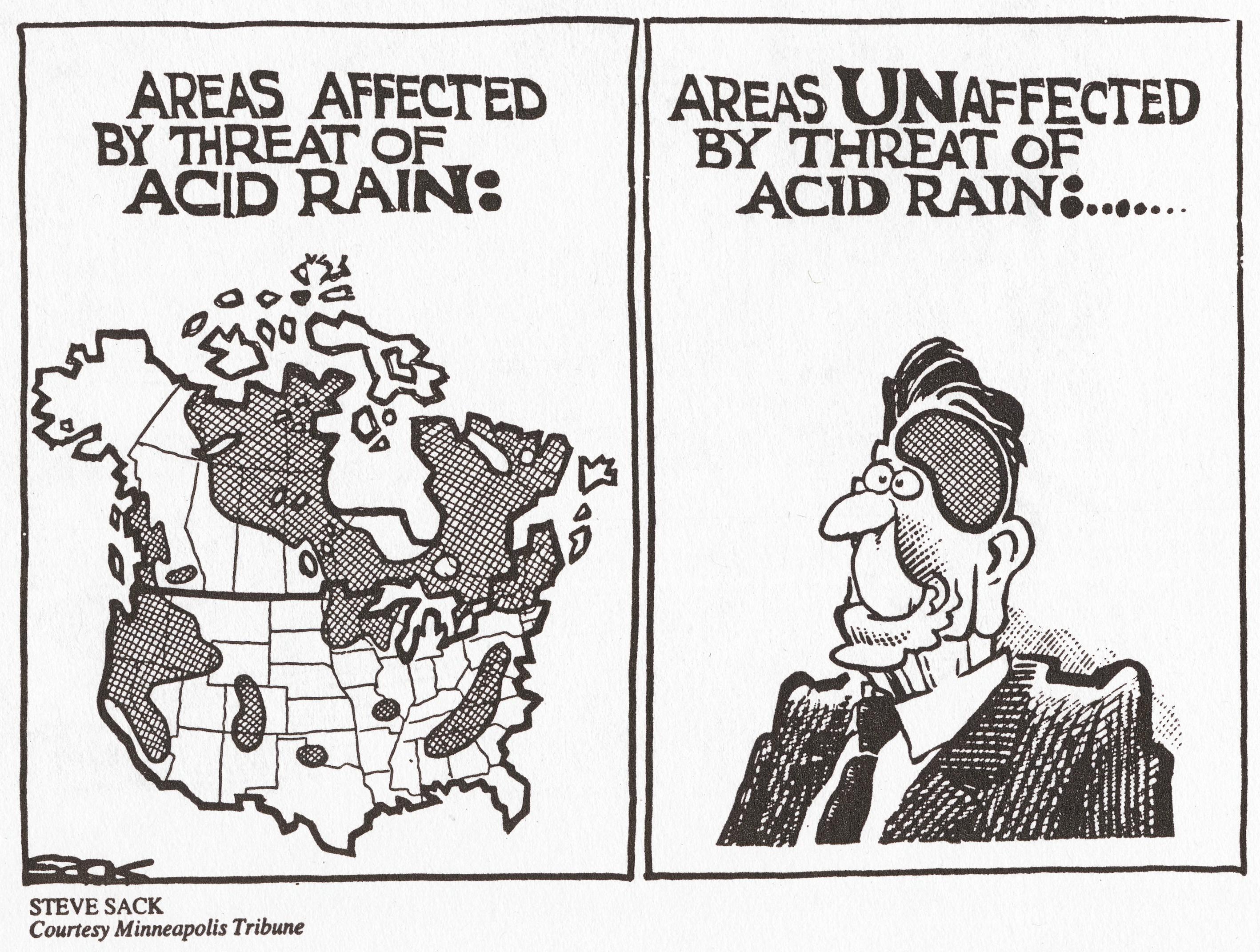 ”Areas Affected by Threat of Acid Rain:/Areas Unaffected by Threat of