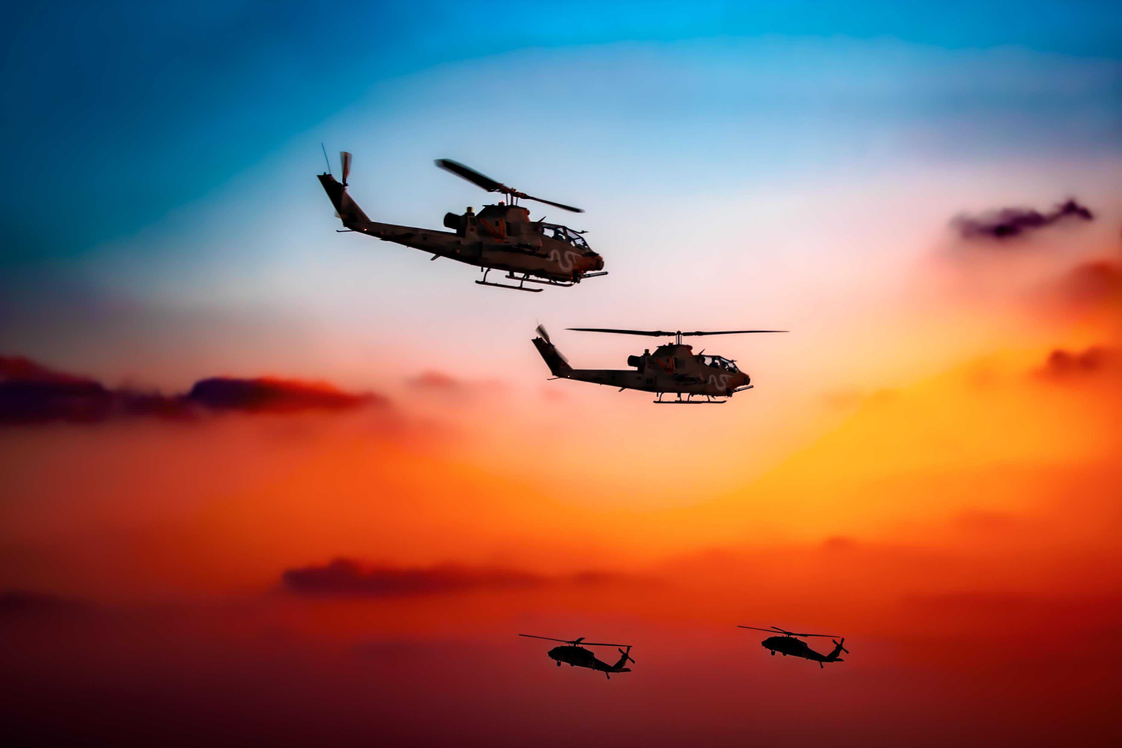 ah-1-cobras-uh-60-black-hawks-at-twilight-israeli-air-force