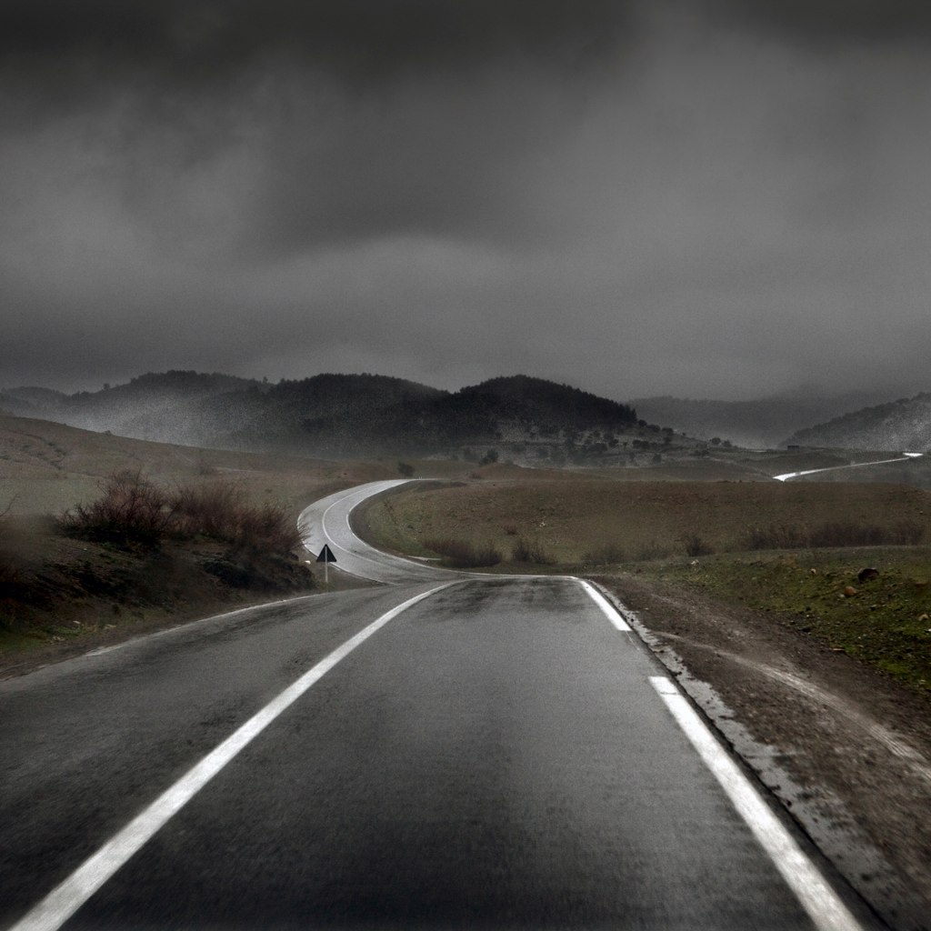 Road storm. Empty Road.